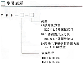 膜片壓力表（biǎo）型號表示